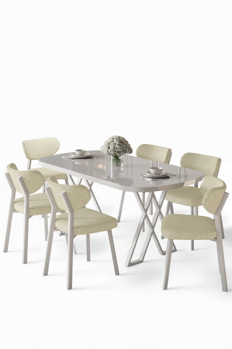 Hanah Home Axton Juego de Mesa y Sillas de Comedor Blanco y Crema Hanah Home Axton Juego de Mesa y Sillas de Comedor Blanco y Crema